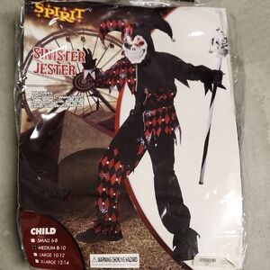 Spirit Sinister Jester Costume for Kids - Red and Black